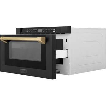 Z Line Autograph Edition 24 Inch 1.2 Cu. Ft. Built-in Microwave Drawer: Black Stainless Steel Champagne Bronze Accents — thumbnail 14