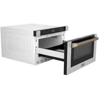 Z Line Autograph Edition 24 Inch 1.2 Cu. Ft. Built-in Microwave Drawer: Stainless Steel And Champagne Bronze Accents — thumbnail 12