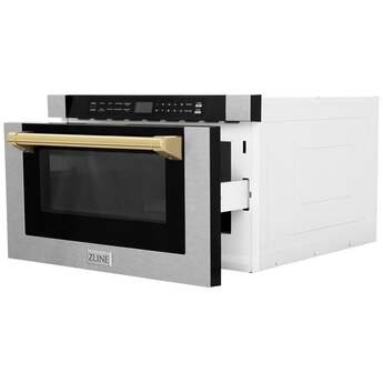 Z Line Autograph Edition 24 Inch 1.2 Cu. Ft. Built-in Microwave Drawer: Stainless Steel And Gold Accents Gold — thumbnail 17