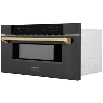 Z Line Autograph Edition 30 Inch 1.2 cu. ft. Built-In Microwave Drawer: Black Stainless Steel With Champagne Bronze Accents — thumbnail 10