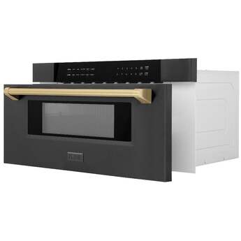 Z Line Autograph Edition 30 Inch 1.2 cu. ft. Built-In Microwave Drawer: Black Stainless Steel With Champagne Bronze Accents — thumbnail 12