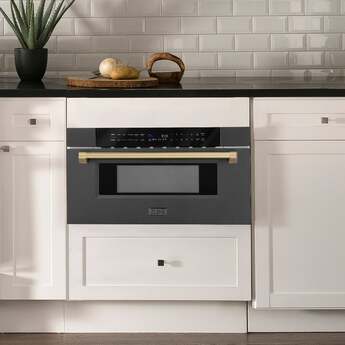 Z Line Autograph Edition 30 Inch 1.2 cu. ft. Built-In Microwave Drawer: Black Stainless Steel With Champagne Bronze Accents — thumbnail 13