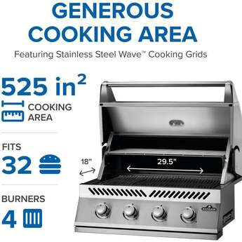 Napoleon 500 Series 32 Inch Built In Grill with Standard Burners: Stainless Steel, Natural Gas — thumbnail 15