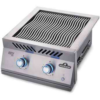 Napoleon 22 Inch Built-In Dual Side Burner with 30,000 BTUs, Infrared Sizzle Zone™ Burners, Iconic Wave™ Cooking Grids, Night Light™ Knobs, Instant Jetfire™ Ignition, Stainless Steel Protective Cover, and Lifetime Warranty: Stainless Steel, Natural Gas — thumbnail 3