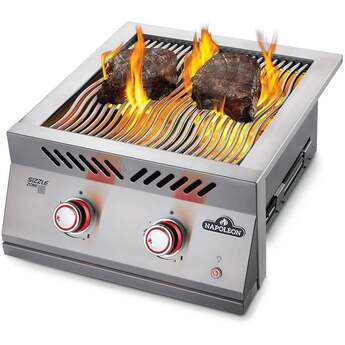 Napoleon 22 Inch Built-In Dual Side Burner with 30,000 BTUs, Infrared Sizzle Zone™ Burners, Iconic Wave™ Cooking Grids, Night Light™ Knobs, Instant Jetfire™ Ignition, Stainless Steel Protective Cover, and Lifetime Warranty: Stainless Steel, Natural Gas — thumbnail 7