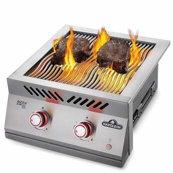 Napoleon 22 Inch Built-In Dual Side Burner with 30,000 BTUs, Infrared Sizzle Zone™ Burners, Iconic Wave™ Cooking Grids, Night Light™ Knobs, Instant Jetfire™ Ignition, Stainless Steel Protective Cover, and Lifetime Warranty: Stainless Steel, Liquid Propane — thumbnail 2