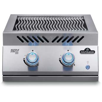 Napoleon 22 Inch Built-In Dual Side Burner with 30,000 BTUs, Infrared Sizzle Zone™ Burners, Iconic Wave™ Cooking Grids, Night Light™ Knobs, Instant Jetfire™ Ignition, Stainless Steel Protective Cover, and Lifetime Warranty: Stainless Steel, Liquid Propane — thumbnail 3