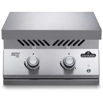 Napoleon 22 Inch Built-In Dual Side Burner with 30,000 BTUs, Infrared Sizzle Zone™ Burners, Iconic Wave™ Cooking Grids, Night Light™ Knobs, Instant Jetfire™ Ignition, Stainless Steel Protective Cover, and Lifetime Warranty: Stainless Steel, Liquid Propane — thumbnail 4