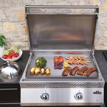 Napoleon 33 Inch Built-In Gas Griddle with 500 sq. in Total Cooking Area, 24,000 BTU, 2 Burner, Control Knob, and Dual Zone Cooking: Stainless Steel, Natural Gas — thumbnail 2