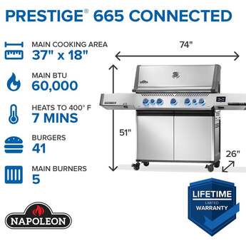 Napoleon Prestige 665 RSIB With Infrared Side and Rear Burner: Stainless Steel, Natural Gas — thumbnail 3