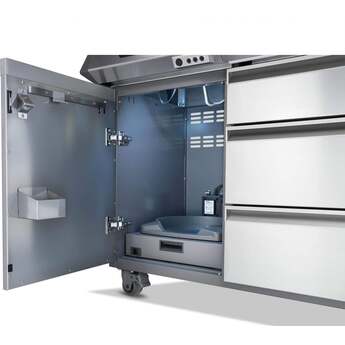 Napoleon 76 Inch Freestanding Grill with Integrated Smoker Tray, Infrared Sizzle Zone™, Infrared Rotisserie Burner, Integrated Ice Bucket & Cutting Board, Wave™ Cooking Grids, Interior Grill Lights, Lift Ease™ Lid, Night Light™ Knobs, Instant Jetfire™ Ignition, Stainless Steel Sear Plates, Accu-Probe™ Temperature Gauge and 1,140 sq. in. Cooking Area: Natural Gas — thumbnail 4