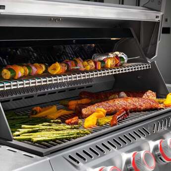 Napoleon 76 Inch Freestanding Grill with Integrated Smoker Tray, Infrared Sizzle Zone™, Infrared Rotisserie Burner, Integrated Ice Bucket & Cutting Board, Wave™ Cooking Grids, Interior Grill Lights, Lift Ease™ Lid, Night Light™ Knobs, Instant Jetfire™ Ignition, Stainless Steel Sear Plates, Accu-Probe™ Temperature Gauge and 1,140 sq. in. Cooking Area: Natural Gas — thumbnail 8