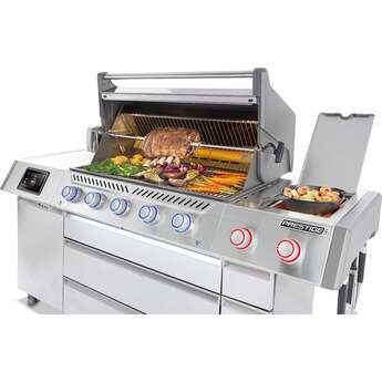 Napoleon 76 Inch Freestanding Grill with Integrated Smoker Tray, Infrared Sizzle Zone™, Infrared Rotisserie Burner, Integrated Ice Bucket & Cutting Board, Wave™ Cooking Grids, Interior Grill Lights, Lift Ease™ Lid, Night Light™ Knobs, Instant Jetfire™ Ignition, Stainless Steel Sear Plates, Accu-Probe™ Temperature Gauge and 1,140 sq. in. Cooking Area: Natural Gas — thumbnail 9