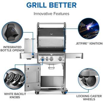 Napoleon Rogue Pro 425 Grill With Infrared Side Burner: Stainless Steel, Natural Gas — thumbnail 3