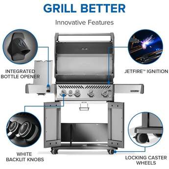 Napoleon Rogue Pro 525 Grill With Infrared Side Burner: Stainless Steel, Natural Gas — thumbnail 6