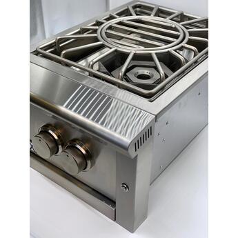 XO 16 Inch Power Side Burner with 60,000 BTU, Stainless Steel Construction, LED Control Lights, Stainless Steel Cover and Removable Wok Ring: Stainless Steel, Natural Gas — thumbnail 6