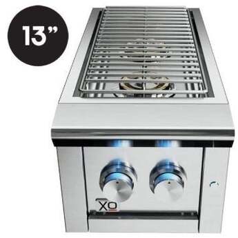 XO 13 Inch Double Side Burner with Twin Burner Design, LED Control Lights, Stainless Steel Cover, and Stainless Steel Construction: Stainless Steel, Liquid Propane — thumbnail 11