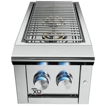 XO 13 Inch Double Side Burner with Twin Burner Design, LED Control Lights, Stainless Steel Cover, and Stainless Steel Construction: Stainless Steel, Natural Gas