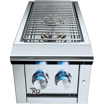 XO 13 Inch Double Side Burner with Twin Burner Design, LED Control Lights, Stainless Steel Cover, and Stainless Steel Construction: Stainless Steel, Natural Gas — thumbnail 5