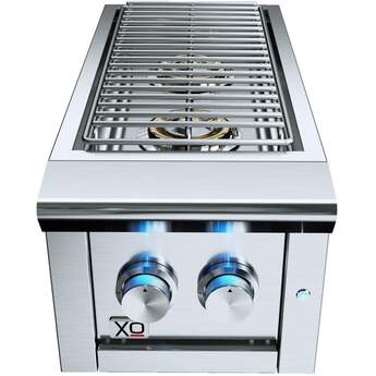 XO 13 Inch Double Side Burner with Twin Burner Design, LED Control Lights, Stainless Steel Cover, and Stainless Steel Construction: Stainless Steel, Natural Gas — thumbnail 7