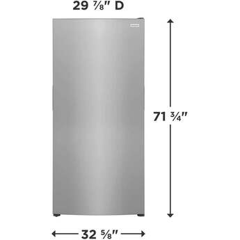 Frigidaire 33 Inch Freestanding All Refrigerator with 20 Cu. Ft. Capacity, 4 Glass Shelves, Wire Basket, 5 Door Bins, Garage Ready, LED Lighting, Reversible Door, and ENERGY STAR®: Stainless Steel — thumbnail 10