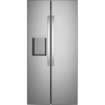 GE 36 Inch 25 Cu. Ft. Standard Depth Side By Side Refrigerator With External Dispenser And Energy Star Rating: Fingerprint Resistant Stainless Steel