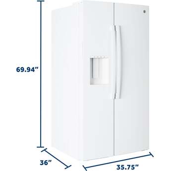 GE 36 Inch 28 Cu. Ft. Standard Depth Refrigerator With External Dispenser, Hidden Hinge And Energy Star Rating: White — thumbnail 7