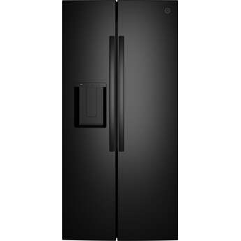 GE 36 Inch Standard Depth Refrigerator With External Dispenser And ADA Compliant Rating: Black