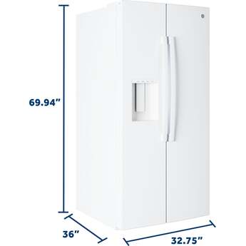 GE 36 Inch Standard Depth Refrigerator With External Dispenser And ADA Compliant Rating: White — thumbnail 36