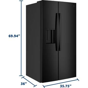 GE 36 Inch 28 Cu. Ft. Standard Depth Refrigerator With External Dispenser, And Hidden Hinge: Black — thumbnail 14