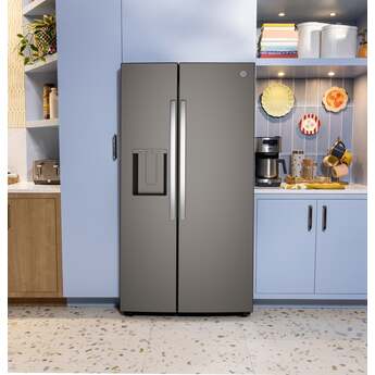GE 36 Inch 28 Cu. Ft. Standard Depth Refrigerator With External Dispenser, And Hidden Hinge: Slate — thumbnail 9