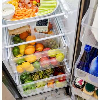 GE 36 Inch 28 Cu. Ft. Standard Depth Refrigerator With External Dispenser, And Hidden Hinge: Fingerprint Resistant Stainless Steel — thumbnail 3