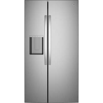 GE 36 Inch 28 Cu. Ft. Standard Depth Refrigerator With External Dispenser, Hidden Hinge And Wifi: Fingerprint Resistant Stainless Steel