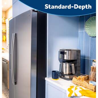 GE 36 Inch 28 Cu. Ft. Standard Depth Refrigerator With External Dispenser, Hidden Hinge And Wifi: Fingerprint Resistant Stainless Steel — thumbnail 2