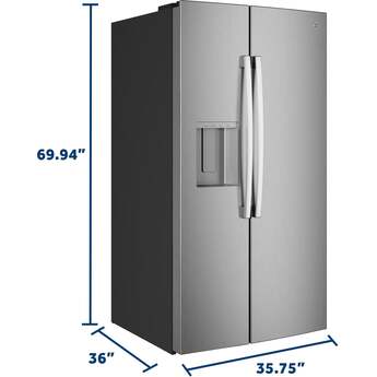 GE 36 Inch 28 Cu. Ft. Standard Depth Refrigerator With External Dispenser, Hidden Hinge And Wifi: Fingerprint Resistant Stainless Steel — thumbnail 4