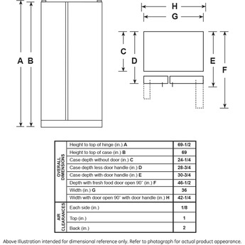 GE 36" 21.8 cu.ft. Slate Counter Depth Side-by-Side Refrigerator — thumbnail 3