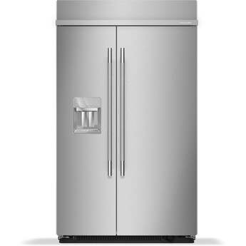 KitchenAid KBSD748SPS 29.4 Cu. Ft. 48" Built-In Side-by-Side Refrigerator features Exterior Water and Ice Dispenser Stainless Steel with PrintShield Finish