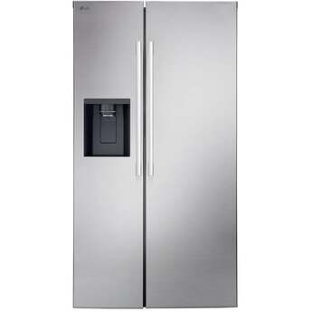 LG 36 Inch Freestanding Side-by-Side Smart Refrigerator with 27 cu.ft. Total Capacity, External Ice and Water Dispenser, Door Cooling+, ADA Compliant, and ENERGY STAR® Certified: Printproof Stainless Steel