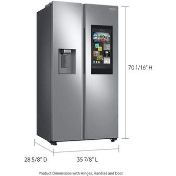 Samsung 36" 21.5 cu.ft. Fingerprint Resistant Stainless Steel Side-by-Side Counter Depth Refrigerator with Touchscreen Family Hub - Energy Star — thumbnail 3