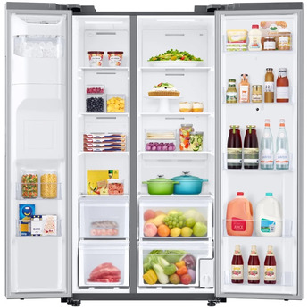 Samsung 36" 21.5 cu.ft. Fingerprint Resistant Stainless Steel Side-by-Side Counter Depth Refrigerator with Touchscreen Family Hub - Energy Star — thumbnail 4