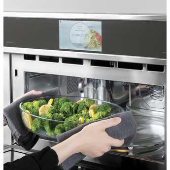 Cafe 30 Inch Built-In Smart Microwave Oven with 1.7 cu. ft. Total Capacity, 7" Full-Color LCD Touch Control, In-Oven Camera, Android OS and Advantium® Technology: Matte White, Brushed Bronze Handle — thumbnail 9