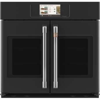 Cafe Professional Series 30 Inch Smart Built-In Convection Single Wall Oven With French-Doors: Matte Black