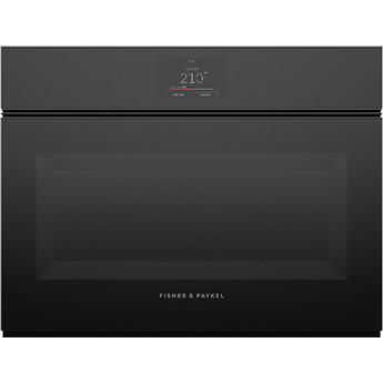 Fisher Paykel OS24NMTNB1 24 Inch Series 9 Minimal Handleless Compact Combination Steam Oven: Black Glass