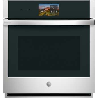GE Profile 30 Inch Smart Built-In Convection Single Wall Oven With No Preheat Air Fry, Precision Cooking, and Microphone: Stainless Steel