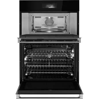 Jenn Air 30 Inch Double Combination Smart Electric Wall Oven with 6.4 cu. ft. Oven Capacity, MultiMode True Convection System, Air Fry, Speed-Cook and 7.8 Full-Color Ultra Wide LCD Display: Noir — thumbnail 2
