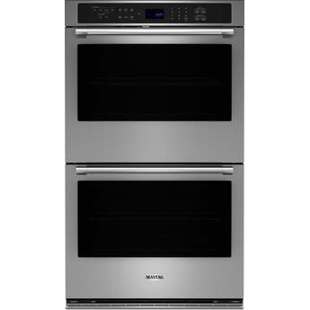 Maytag 30 Inch 10.0 Cu. Ft. Electric Double Wall Oven With Evenair True Convection, Dual-Rack Air Fry, Power Preheat And Steam Clean: Stainless Steel