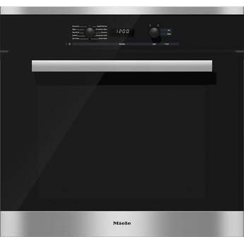 Miele 30 Inch Single Electric Wall Oven with TwinPower Convection Blowers, 8 Operating Modes, Clean Touch Steel™, Rapid PreHeat, CleanGlass Door, Soft Close, Self-Cleaning, Cool Front, Safety Switch-Off, Timer and 4.59 cu. ft. Capacity: Clean Touch Steel