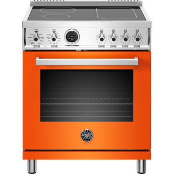 Bertazzoni Professional Series 30" Glossy Orange Slide-In Smoothtop Induction Range with Self Clean - Convection