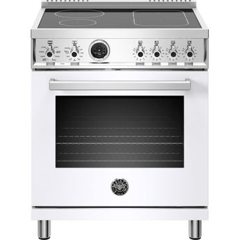 Bertazzoni Professional Series 30" Glossy White Slide-In Smoothtop Induction Range with Self Clean - Convection