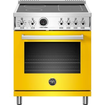 Bertazzoni Professional Series 30" Glossy Yellow Slide-In Smoothtop Induction Range with Self Clean - Convection